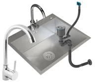 Zlewozmywaki z baterią - Zlew Stalowy 1 Komorowy 60X50 + Bateria Beta Chrom - miniaturka - grafika 1