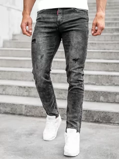 Spodnie męskie - Czarne spodnie jeansowe męskie regular fit Denley K10007-2 - grafika 1