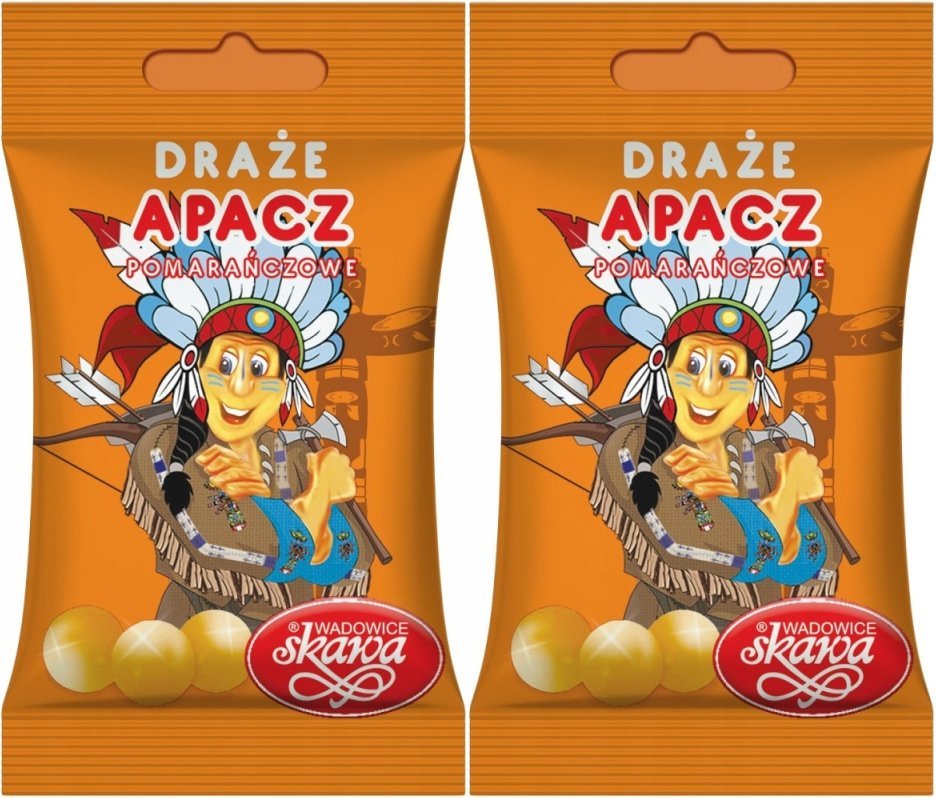 Skawa Cukierki Draże pomarańczowe Apacze 70g x 2 Zestaw Dwupak