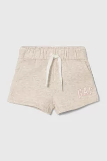 Spodnie i spodenki dla dziewczynek - GAP szorty dziecięce kolor beżowy z nadrukiem regulowana talia - Gap - grafika 1