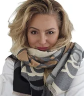 Apaszki i szaliki damskie - Ciepły szal szalik Chusta frędzle kwiaty miękki Zjawiskowy 180x65 cm - miniaturka - grafika 1