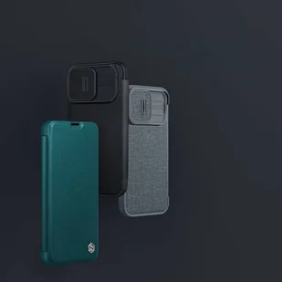 Nillkin Qin Cloth Pro Case etui do iPhone 14 Pro osłona na aparat kabura pokrowiec obudowa z klapką niebieski - Etui i futerały do telefonów - miniaturka - grafika 10