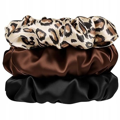 Gumki do włosów jedwabne scrunchies zestaw 3 szt dla kobiet stalowy