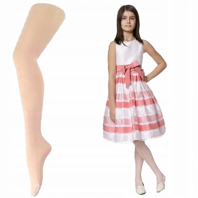 RAJSTOPY Gładkie BIAŁE Szkoła KOMUNIA 128/134