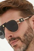 Okulary przeciwsłoneczne - Versace okulary przeciwsłoneczne męskie kolor złoty - miniaturka - grafika 1