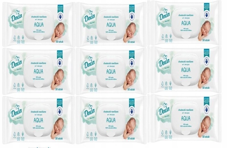 DADA CHUSTECZKI NAWILŻONE 99% WODY AQUA WATER WIPES 9x52 468 szt.