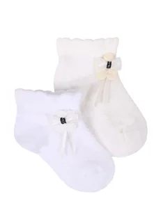Skarpety dziewczęce bawełniane ażurowe z kwiatkiem 2PAK 0-6 miesięcy YOCLUB - Skarpetki damskie - miniaturka - grafika 1