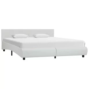 Rama łóżka biała, bez materaca, sztuczna skóra, 180x200 - Łóżka - miniaturka - grafika 1