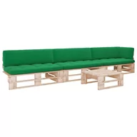 Meble ogrodowe - vidaXL Lumarko 4-częściowy zestaw wypoczynkowy z palet, z poduszkami, sosnowy  3066750 - miniaturka - grafika 1