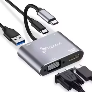 Reagle HUB USB-C Adapter HDMI 4k VGA USB MacBook PD 100W - Huby USB - miniaturka - grafika 1