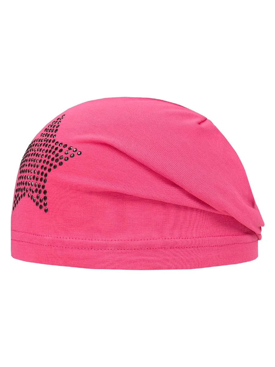 Dziewczęca czapka beanie z gwiazdką różowa Doll r.49