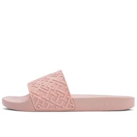 Klapki i japonki damskie - Klapki Tommy Hilfiger Monogram Pool FW0FW06987-TQS - różowe - miniaturka - grafika 1