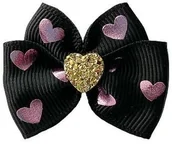 Akcesoria i dodatki do ubrań dla dzieci - Kokardka Glamour czerwony serce 4,5cm KGB004 KGB004 - miniaturka - grafika 1