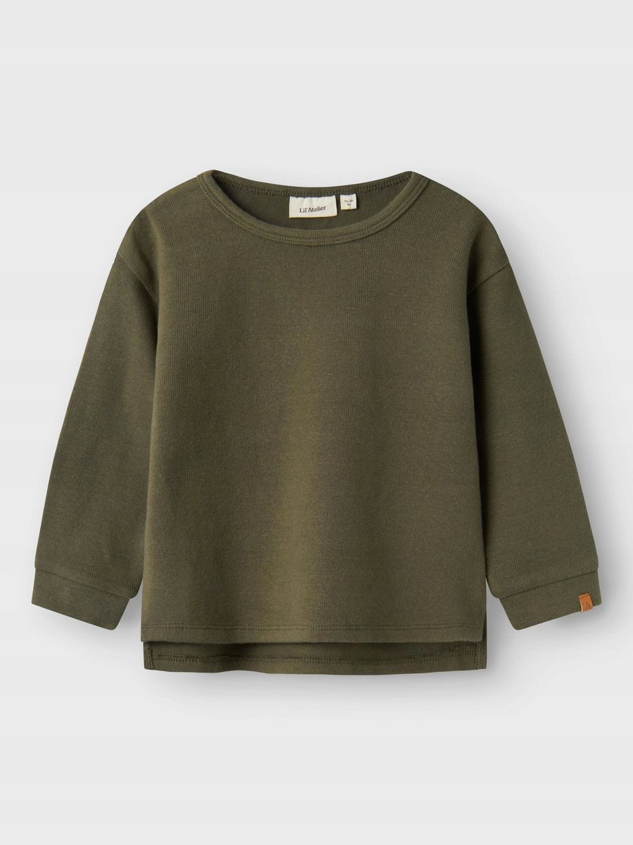 LIL'ATELIER BLUZKA DZIECIĘCA BAWEŁNIANA KHAKI Z DŁUGIM RĘKAWEM 110 XTA