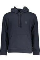 Bluzy męskie - HUGO BOSS MAN NIEBIESKA BLUZA BEZ ZAMKA - miniaturka - grafika 1