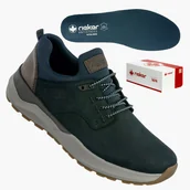 Półbuty męskie - Buty Męskie RIEKER Półbuty Skórzane Sportowe Czarne 06050-14 Czarny 41 - miniaturka - grafika 1