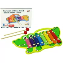 Leantoys Drewniane cymbałki Krokodyl kolorowe 8 tonów - Instrumenty muzyczne dla dzieci - miniaturka - grafika 1