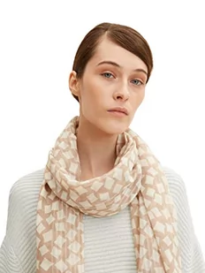 TOM TAILOR Damski Szalik z nadrukiem na całej powierzchni 1032529, 30319 - Beige Large Geometric Design, ONESIZE - Apaszki i szaliki damskie - miniaturka - grafika 1