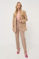 Spodnie damskie - Guess spodnie damskie kolor brązowy szerokie high waist - miniaturka - grafika 1