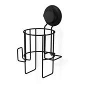 Wieszaki łazienkowe - Czarny uchwyt ścienny do suszarki do włosów Compactor Bestlock - miniaturka - grafika 1