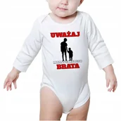 Body dla niemowląt - Body Dziecięce Białe UWAŻAJ MAM BRATA Wzory 62 - miniaturka - grafika 1