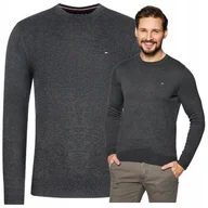 Swetry męskie - TOMMY HILFIGER sweter meski cneck szary piękny sweterek meski tommy TOMMY HILFIGER sweter meski cneck piękny szary sweterek meski tommy XL - miniaturka - grafika 1
