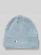 Czapki męskie - Czapka beanie z szerokim brzegiem i wyhaftowanym logo - miniaturka - grafika 1