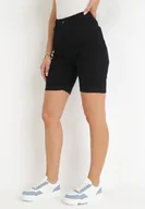 Spodenki damskie - Czarne Szorty z Wysokim Stanem i Podwijanymi Nogawkami Mativa - miniaturka - grafika 1