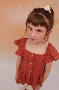 Bluzki dla dziewczynek - zippy bluzka bawełniana dziecięca kolor bordowy wzorzysta - Zippy - grafika 1