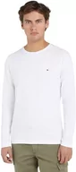 Koszulki męskie - Tommy Hilfiger Stretch Slim Fit Long Sleeve koszulka męska z długim rękawem, Biały, L - miniaturka - grafika 1