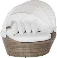 Leżaki ogrodowe - Beliani Kosz ogrodowy rattanowy jasnobrązowo-biały SYLT - miniaturka - grafika 1