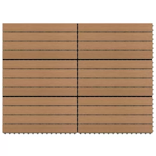 Płytki tarasowe, 6 szt., WPC, 60x30 cm, 1,08 m², brązowe - Podesty i deski tarasowe - miniaturka - grafika 1
