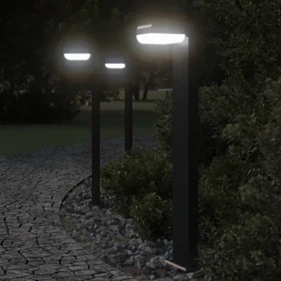 Zewnętrzne lampy stojące, 3 szt, czarne, 80 cm, aluminium - Lampy ogrodowe - miniaturka - grafika 1