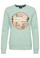 Bluzy damskie - Superdry Vintage VL Narrative Crew Bluza damska, Fresh Mint Green Marl, 36 - miniaturka - grafika 1