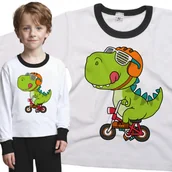 Piżamy dla dziewczynek - Piżama dziecięca Dinozaur T Rex na Rowerze Rowerku 110/116 - VoloDonum - miniaturka - grafika 1