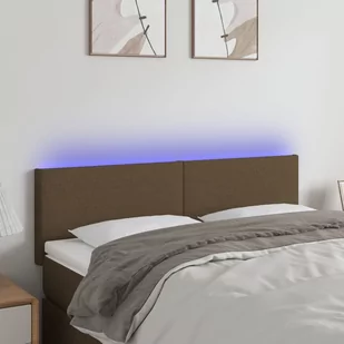 Lumarko Zagłówek do łóżka z LED, ciemnobrązowy, 144x5x78/88 cm, tkanina - Inne meble do sypialni - miniaturka - grafika 1