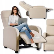 Fotele - Fotel Rozkładany Wypoczynkowy Tapicerowany Do Spania Salonu Beż Danny 2 - miniaturka - grafika 1