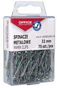 Spinacze i klipsy do papieru - Office products OFFICE PRODUCTS Spinacze metalowe 32mm, w pudełku, 75szt., srebrne 18083269-19 - miniaturka - grafika 1