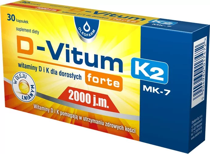 Oleofarm SP. Z O.O. D-Vitum Forte 2000 j.m. K2 witamina D i K dla dorosłych 30 kapsułek 3158444