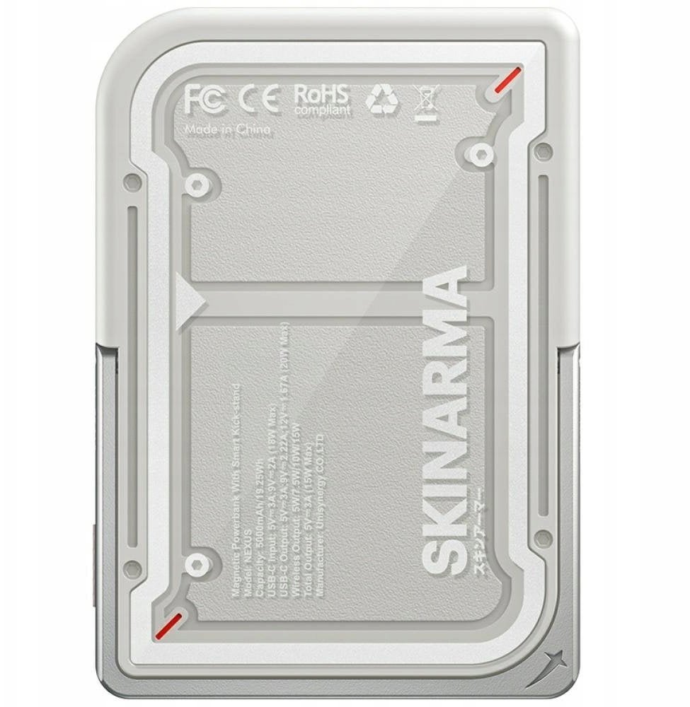 Skinarma Nexus Mecha Magnetic Kick-Stand 5000mAh 20W PD USB-C MagSafe jasno szary