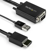 Adaptery i przejściówki - StarTech VGA2HDMM2M adapter kablowy 2 m USB Type-A + VGA (D-Sub) HDMI Typu A (Standard) Czarny - miniaturka - grafika 1