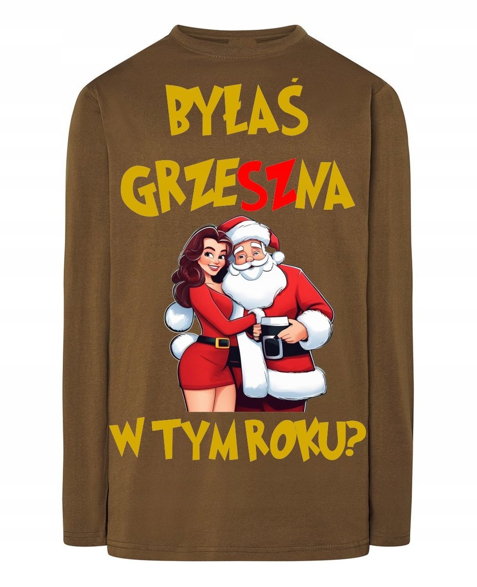 Longsleeve męski Świąteczny Nadruk Mikołaj Mikołajki Prezent r.M