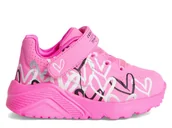 Buty dla dziewczynek - Buty dziecięce Skechers 314078NHPMT UNO LITE - LOVE LEVITATE Różowe - miniaturka - grafika 1