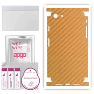 Szkła hartowane na telefon - Folia naklejka skórka strukturalna na TYŁ+BOKI do Apple iPhone 7 -  Carbon Złoty - apgo SKINS - miniaturka - grafika 1