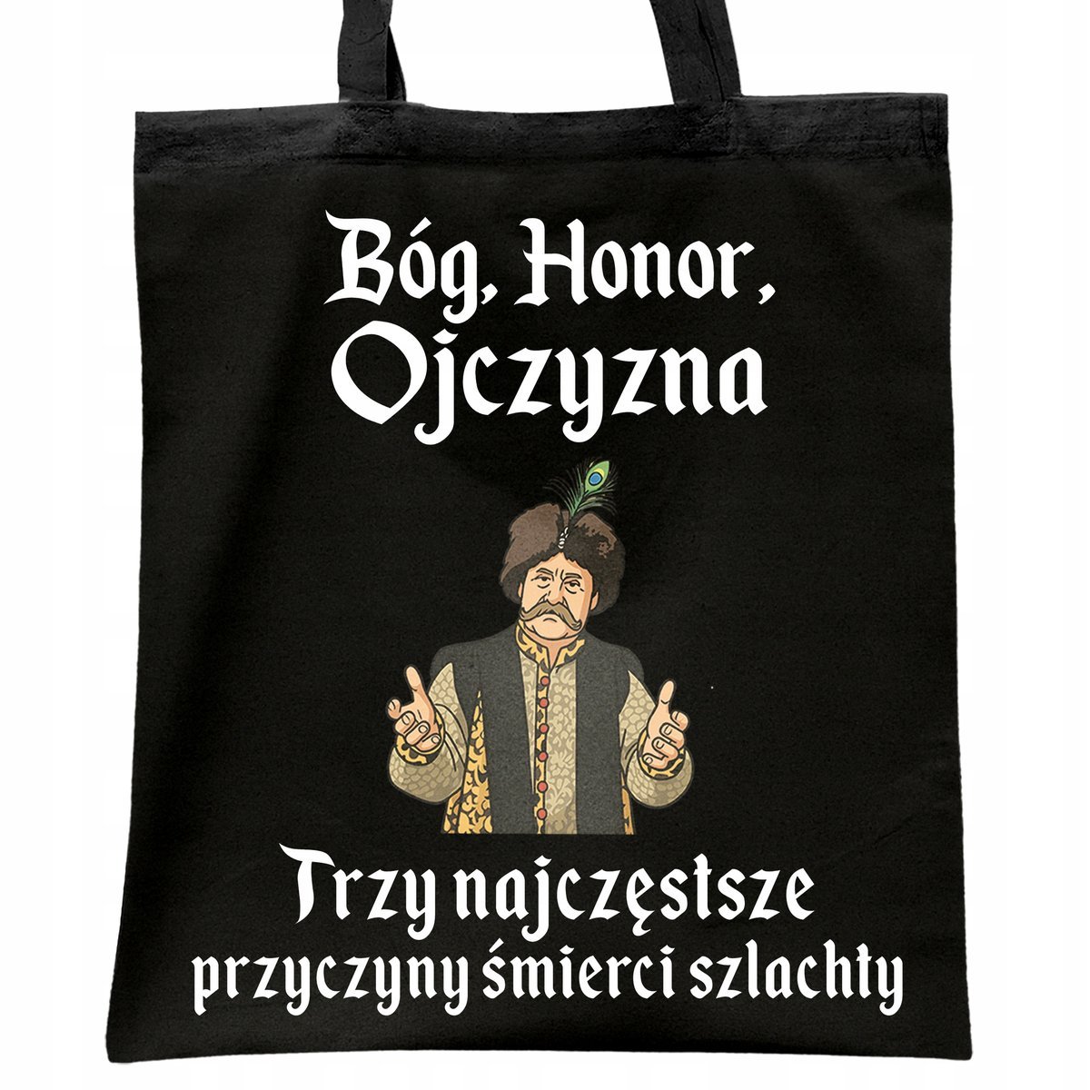 Torba bawełniana czarna na zakupy 1670 Bóg Honor Ojczyzna