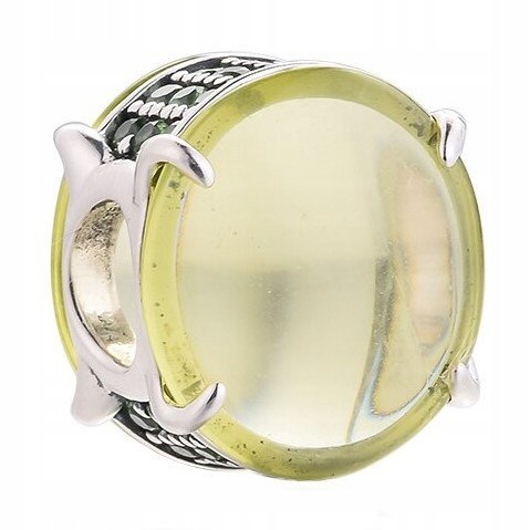 Charms Srebrny Zielony Kamień Kryształ z Zielonym Kryształem SREBRO 925