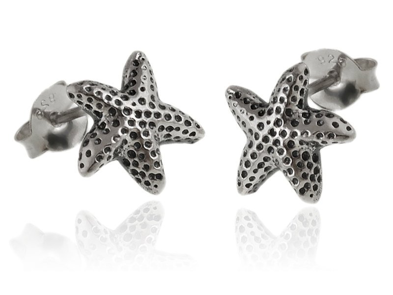 Kolczyki srebrne wkrętki rozgwiazda k3295