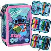 Piórniki - DISNEY Stitch Dziecięcy piórnik trzykomorowy z wyposażeniem-43 elementy, 3 zamki 12,5 x 19,5 x 6,5 cm - miniaturka - grafika 1
