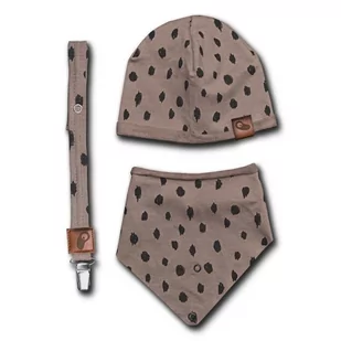 Hi Little One - czapeczka, bandanka i zawieszka do smoczka z organicznej bawełny GOTS Leopard Grey - Śliniaki i fartuszki - miniaturka - grafika 1