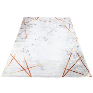 Szary Dywan Ze Złotym Obramowaniem Do Salonu Z7-F34 - Dywany - miniaturka - grafika 1